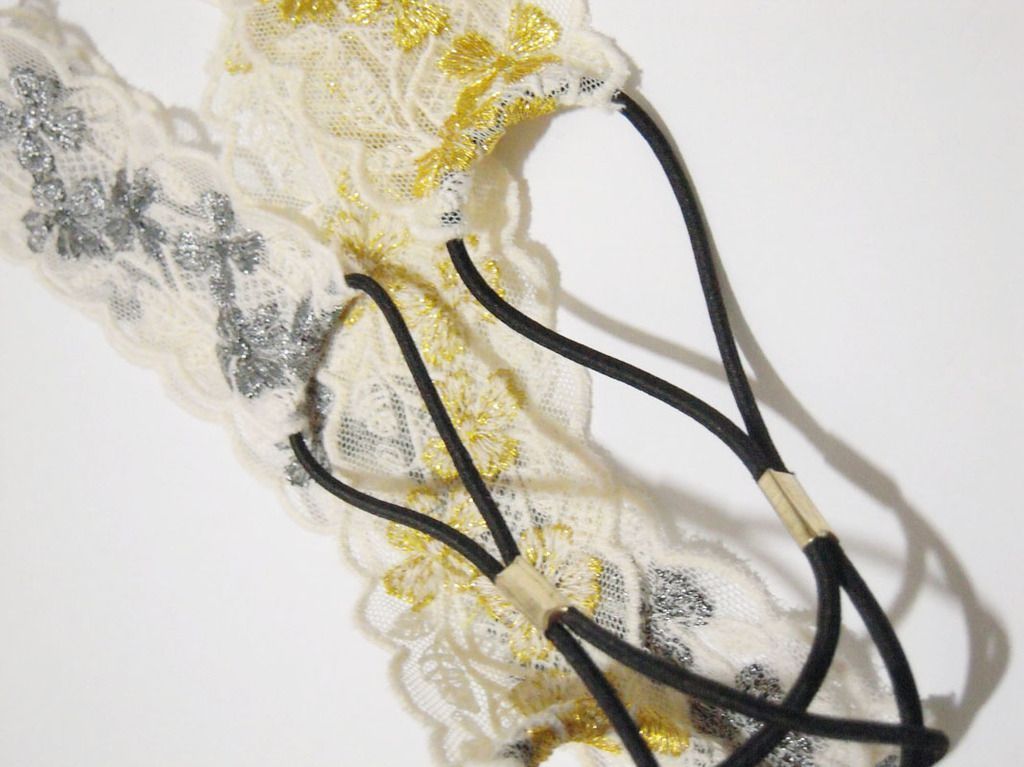 Lace embroidered flower elastic headband