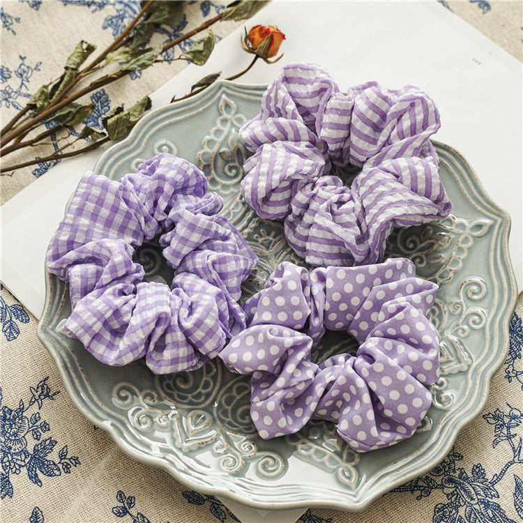 3-pack patterned chiffon scrunchies in Lavender