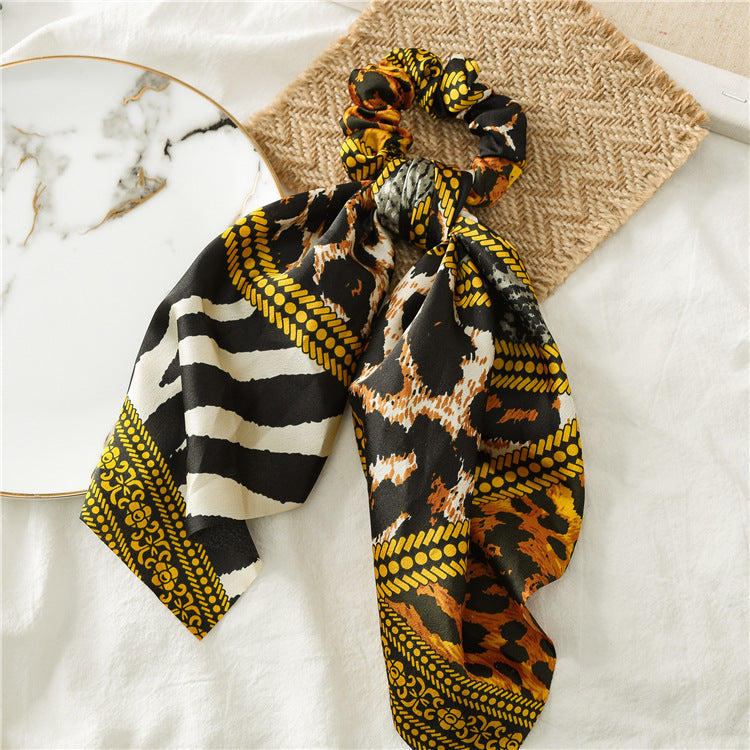 Mixed leopard satin scrunchies with scarf