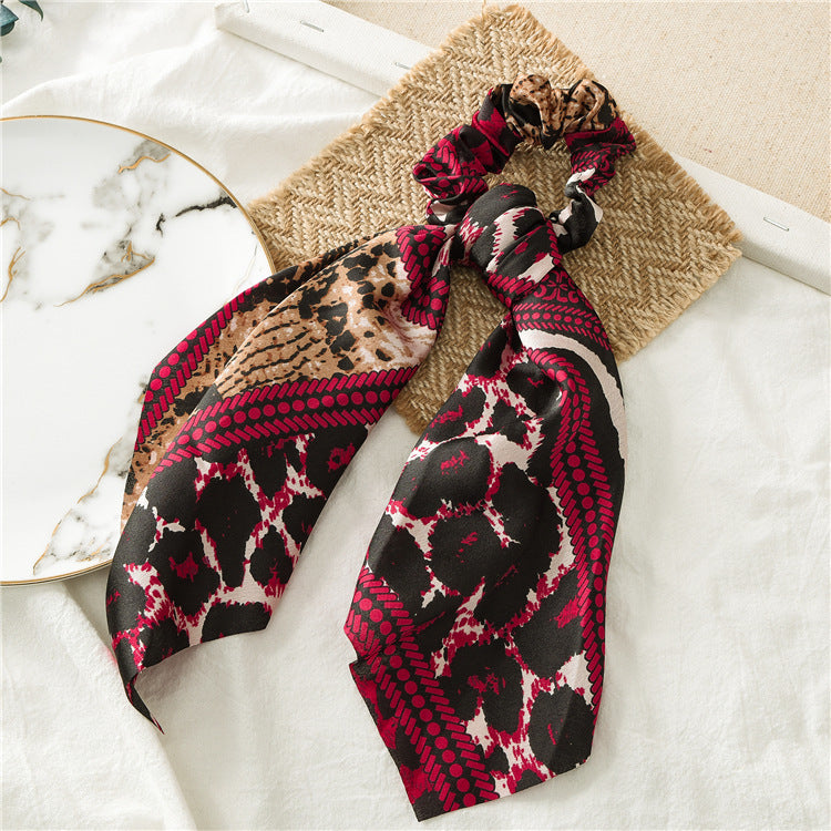 Mixed leopard satin scrunchies with scarf