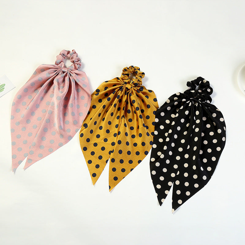 Polka dots satin scrunchies with scarf