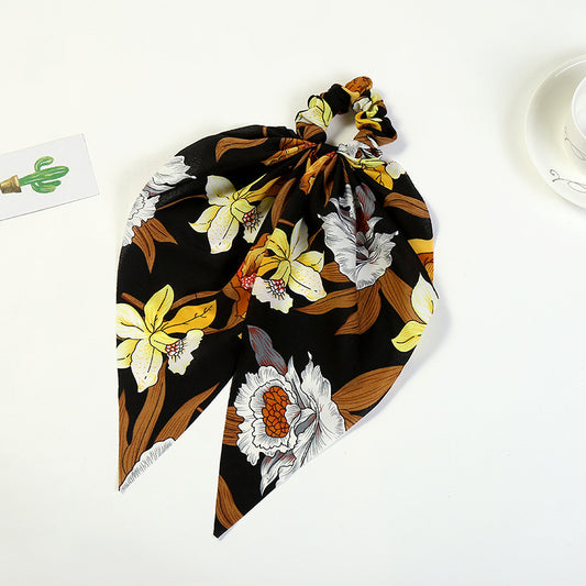 Floral chiffon scrunchies with scarf