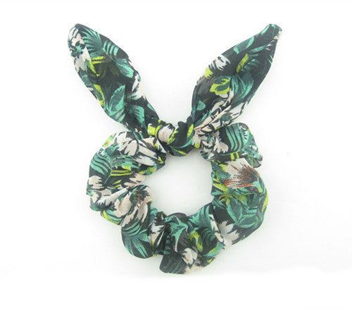 Green floral scrunchy with bow