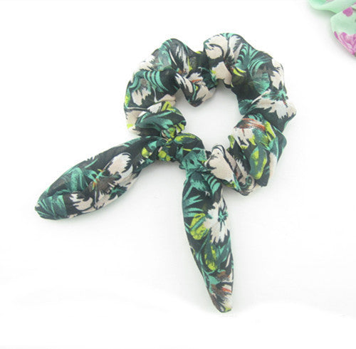 Green floral scrunchy with bow