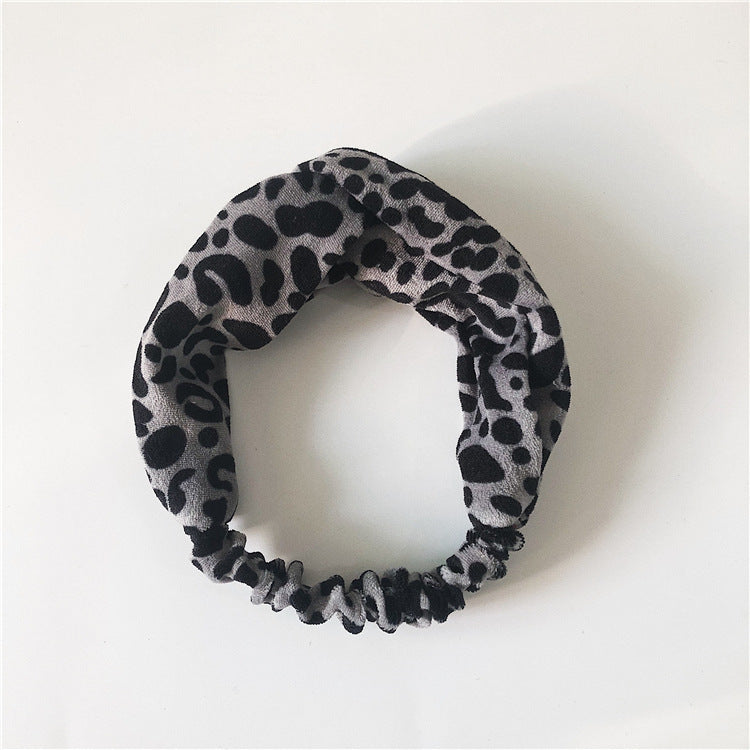 Coral velvet Leopard elastic headband