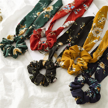 Floral chiffon scrunchies with scarf