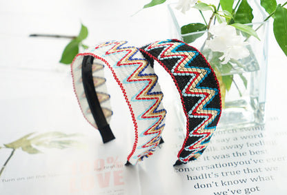 Knitted rainbow waves headband