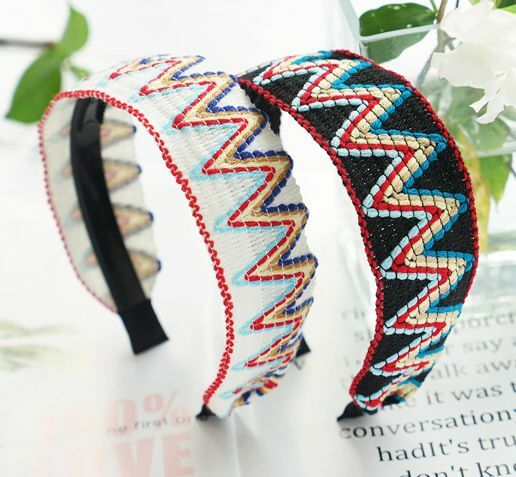 Knitted rainbow waves headband