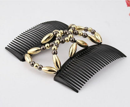 Pearl beads butterfly hair comb
