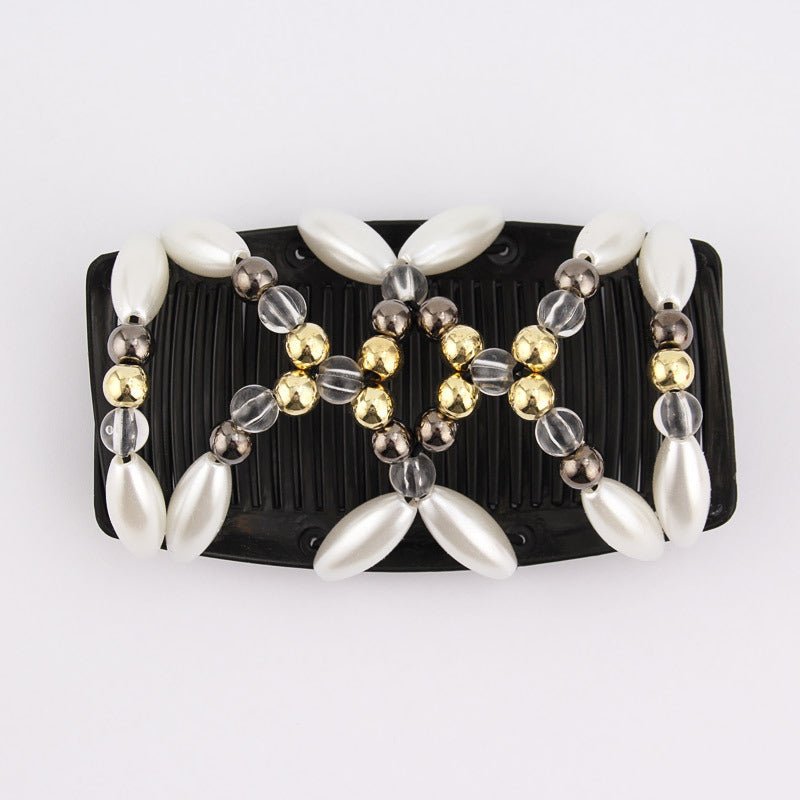 Pearl beads butterfly hair comb