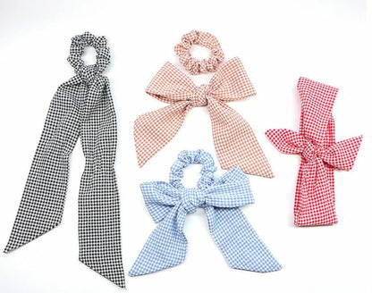 Gingham scrunchies with large bow