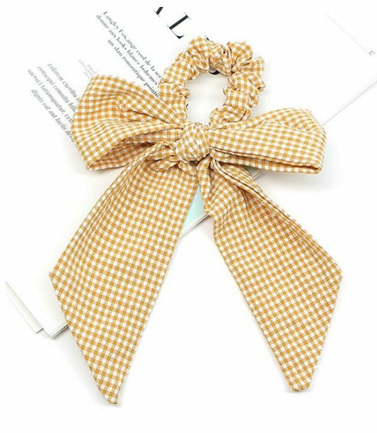 Gingham scrunchies with large bow