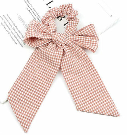 Gingham scrunchies with large bow