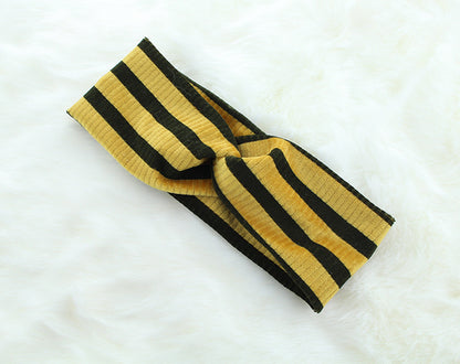 Stripped velvet turban headband