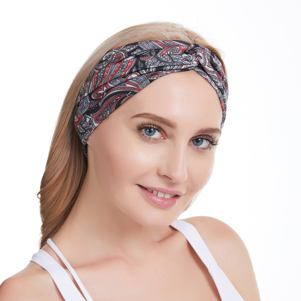 Multi-coloured bohemian style turban headband
