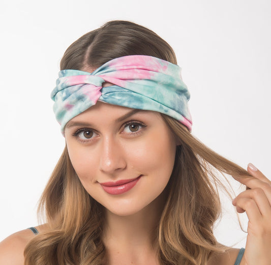 Multi-coloured Tie Dye prints turban headband