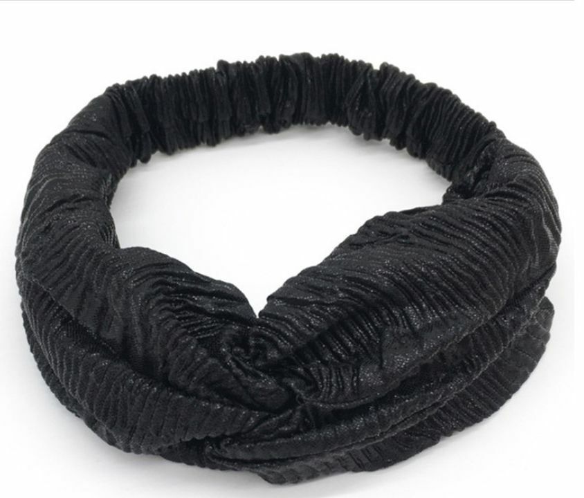 Twist front metallic glossy elastic headband
