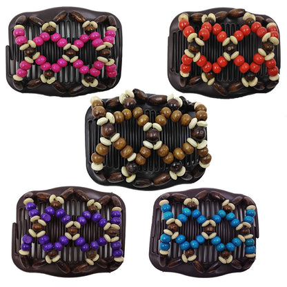 Wooden beads butterfly hair comb