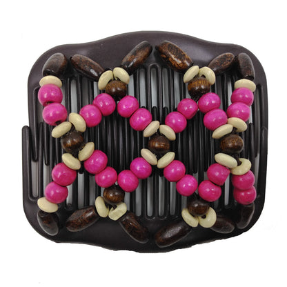 Wooden beads butterfly hair comb