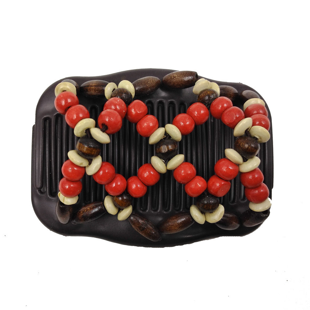 Wooden beads butterfly hair comb