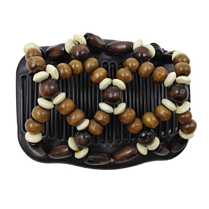 Wooden beads butterfly hair comb