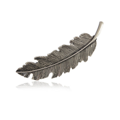 Metallic feather hair barrette