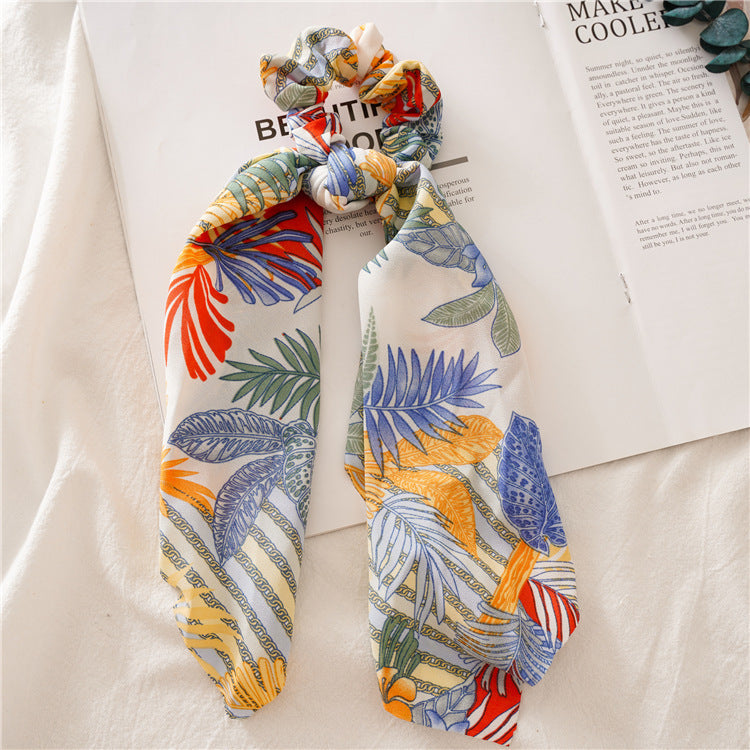 Summer floral chiffon scrunchies with scarf