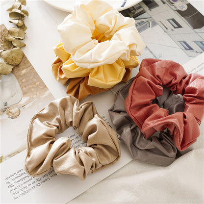 Soft leather scrunchies
