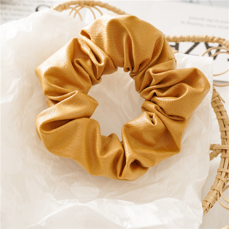 Soft leather scrunchies