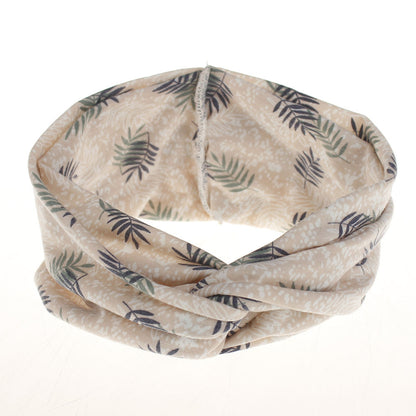 Snowy leaf branches printing turban headband