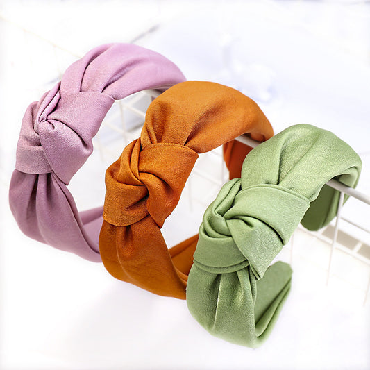 Silky knotted headband in plain colours