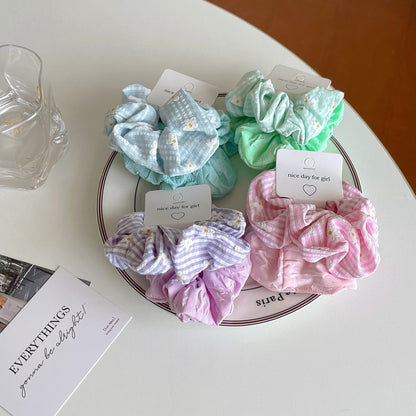 2-pack plain and floral chiffon scrunchies