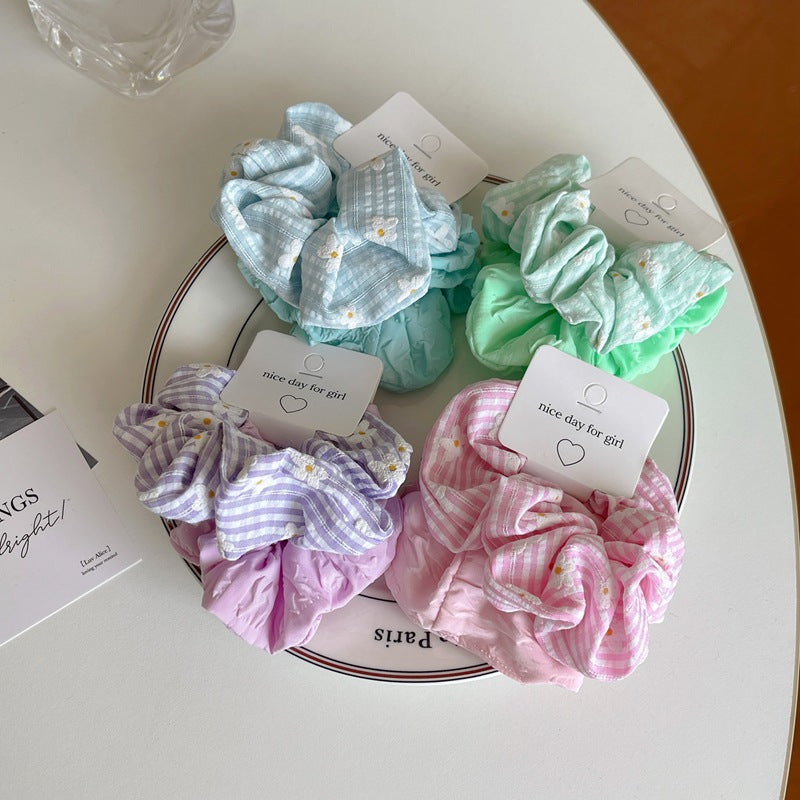 2-pack plain and floral chiffon scrunchies