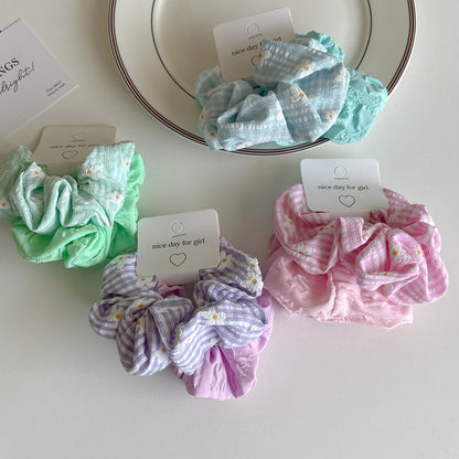 2-pack plain and floral chiffon scrunchies