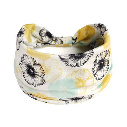 Large flowers print 2-way bandanna hair band