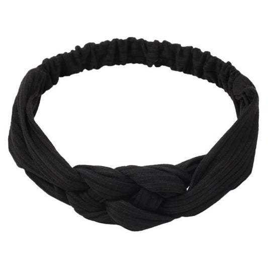 Braided front ribbed cotton elastic head band