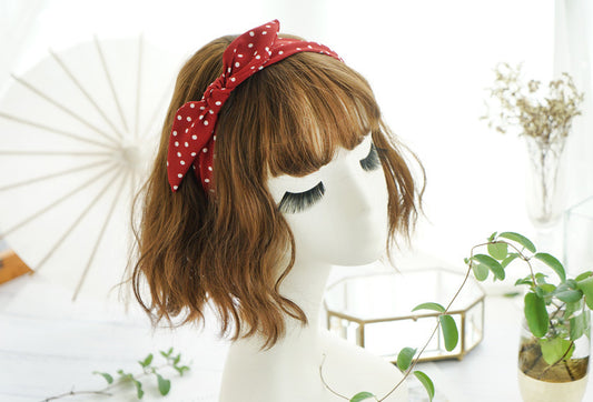 Chiffon headband with bow in polka dots and floral printings