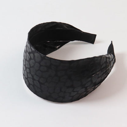 Leopard print synthetic leather flat wide headband