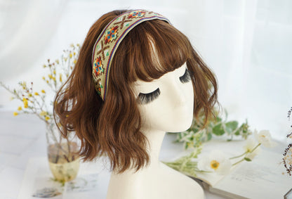 5.2cm-wide bohemian style Embroidered pattern headband