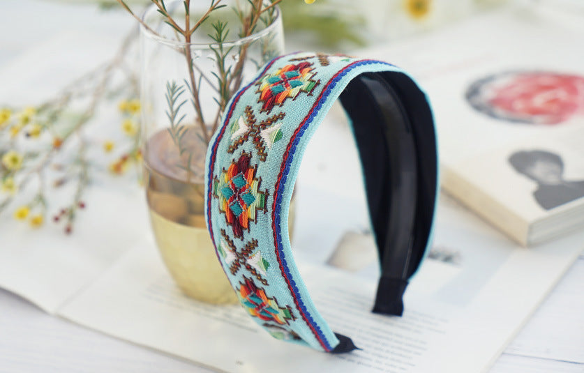 5.2cm-wide bohemian style Embroidered pattern headband