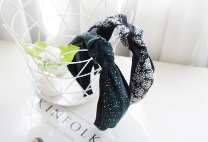 Chiffon fabric knot headband with floral printing