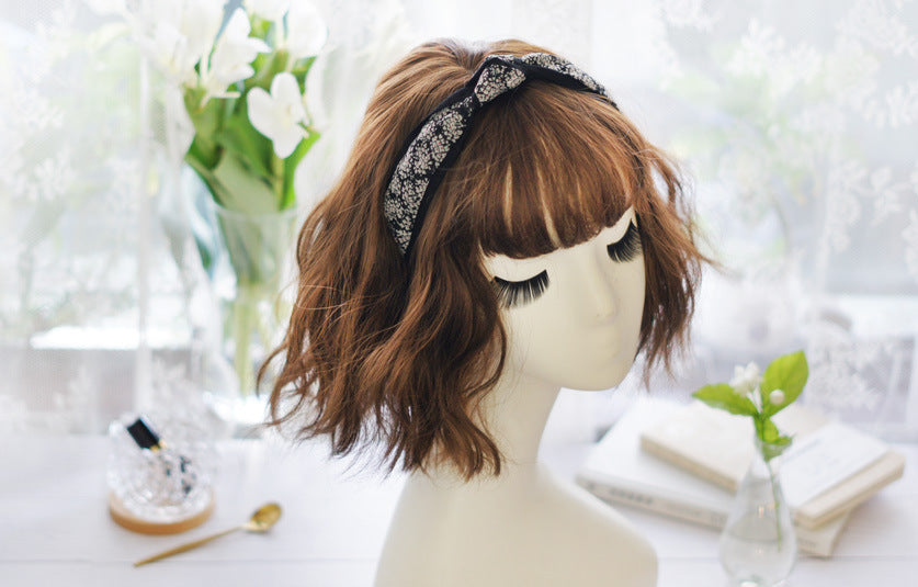 Chiffon fabric knot headband with floral printing