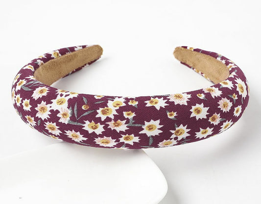 Padded headband with small flowers printing