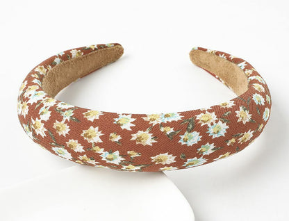 Padded headband with small flowers printing