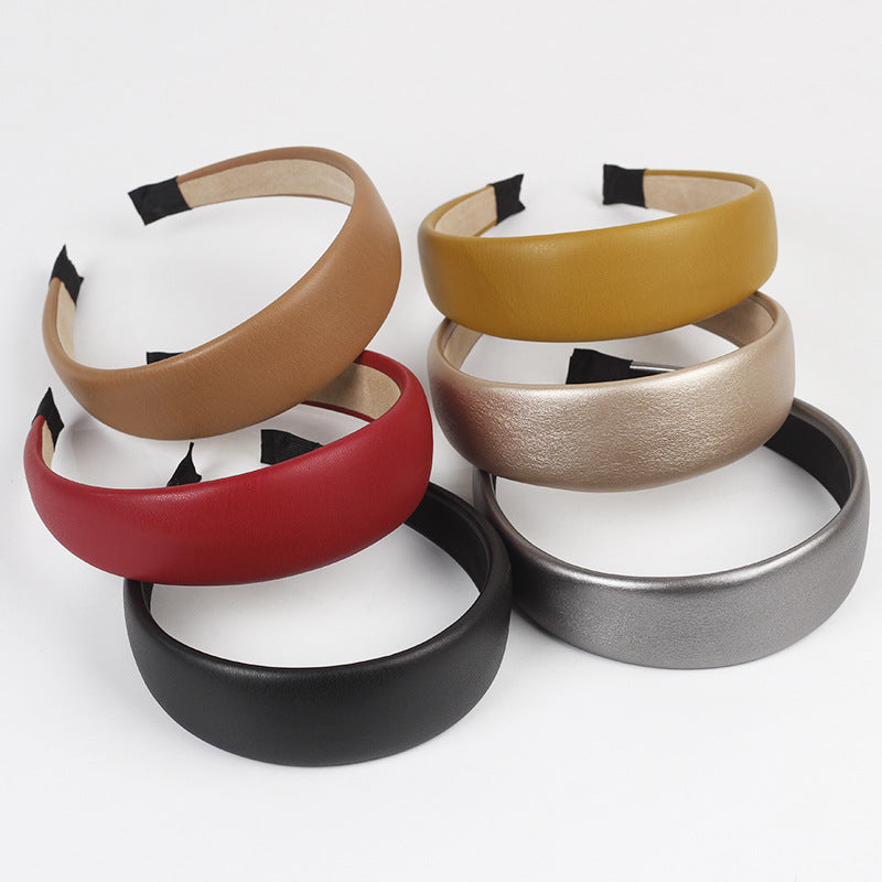 4cm-wide soft leather thinly padded headband
