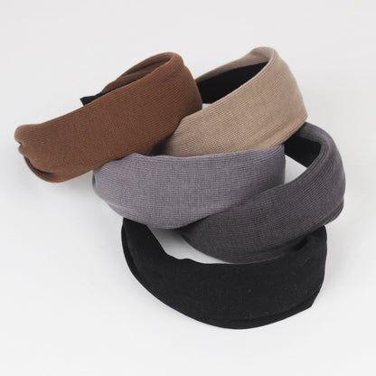 5.5cm-wide plain colours knit fabric headband