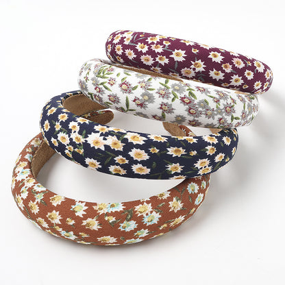 Padded headband with small flowers printing