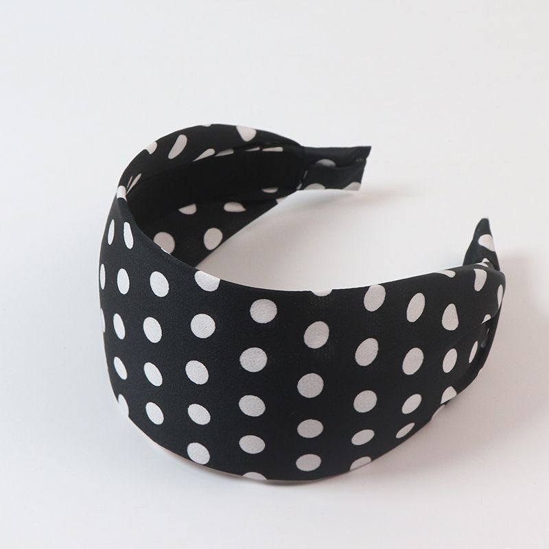 Black white polka dots flat wide headband