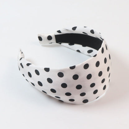 Black white polka dots flat wide headband