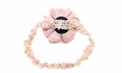 Satin pompom bow lace headband